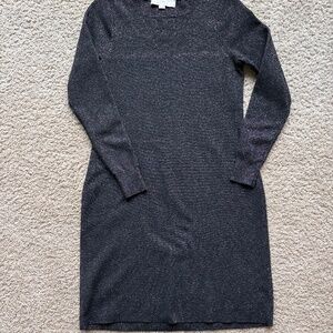 LOFT Black and Gold Sparkle Knit Sweater Dress